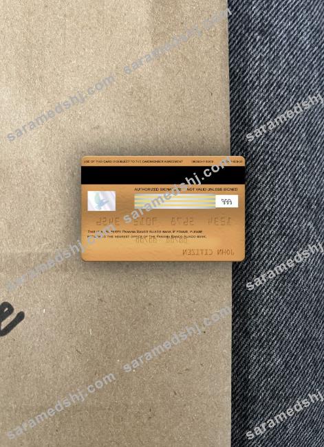 Panama Banco Aliado bank visa gold card photolook back